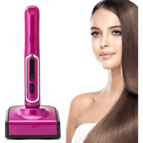 Portable Travel 2 In 1 Wireless Hair Straightener Iron Ceramic USB Rechargeable Hair Straightening Curling Mini Flat Iron Styler