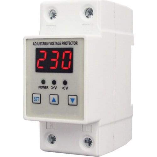 Adjustable Self Recovery Over Voltage Under Voltage Protection Device 40A Smart Home 63A Digital Delay Protection Switch 220V