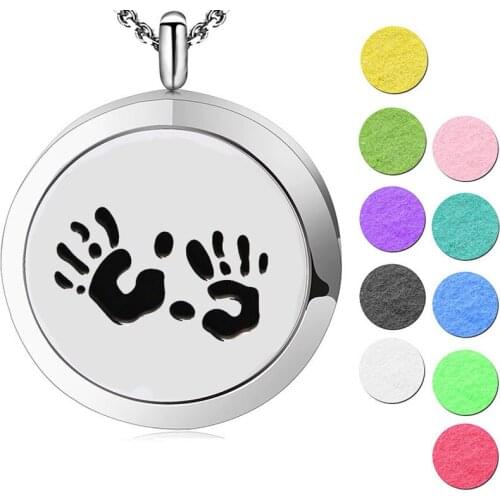 Silver Jewelry Palm Aromatherapy Essential Oils Stainless Steel pendant Perfume Diffuser Locket Necklace