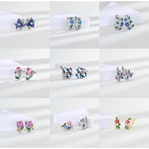Fashion Enamel Jewelry Hot Sale Charm Color Flower Clip Earrings For Women Geometry Dainty Wedding Accessories Gifts Wholesale