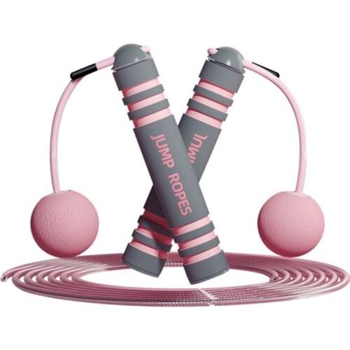 Rope Skipping, Portable Skipping Rope with Steel Wire Rope and Cordless Ball for Kids Adults, Pink/Green