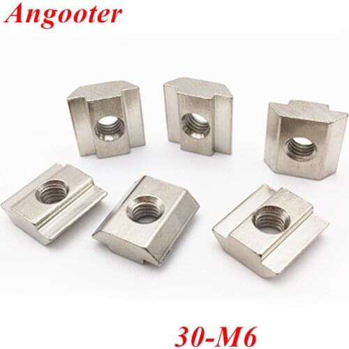 50pcs 30-M6 T Sliding Nut Slide Square Block Nuts M6 for 3030 series Aluminum Profile Extrusion Connector Groove 8mm