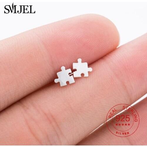 SMJEL Cartoon Puzzle Toys Stud Earrings for Women Brushed Puzzle Earring Geometric Earings Fashion Jewelry Earing oorbellen