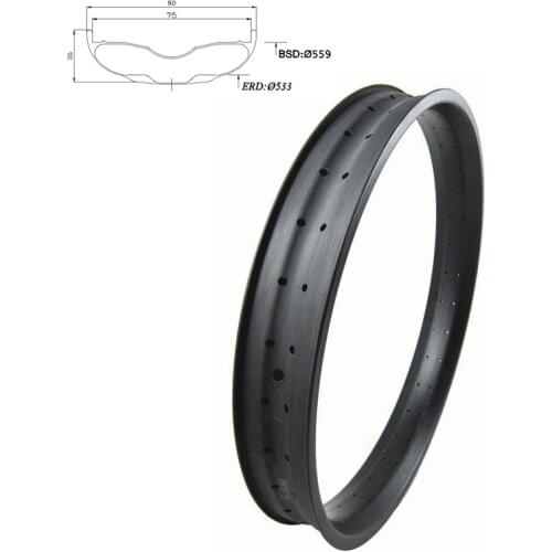 Carbon fat bike rims 26er snow bike fat rim hookless fatbike carbon rim 80mm width 25mm depth 32 holes 26 sand beach rims