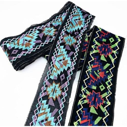1 Yards Vintage Ethnic Embroidery Lace Ribbon Boho Lace Trim DIY Clothes Bag Accessories Embroidered Sewing African Lace Fabric