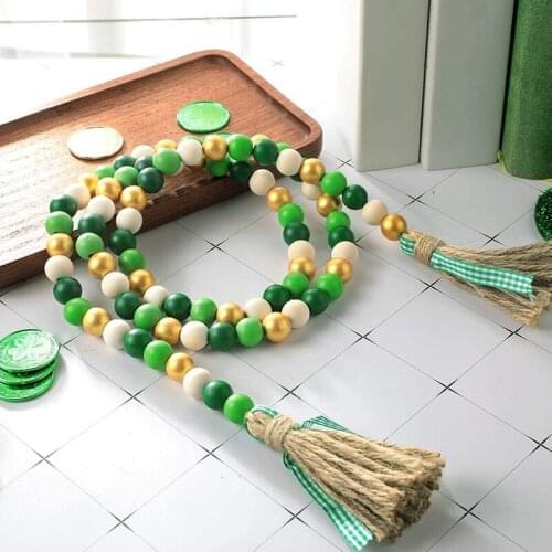 Graduation Party Independence Day Summer Wooden Beads Garland with Tassels 2Pieces