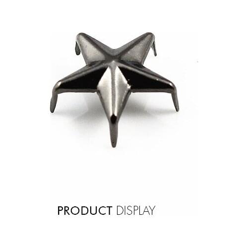 Craft Metal Black Gun 5 Studs Prong Star Spike Spot Tack Nailhead Rivets 15x15mm Garment Sew On Cloth Bag Sewing 500piece/K237