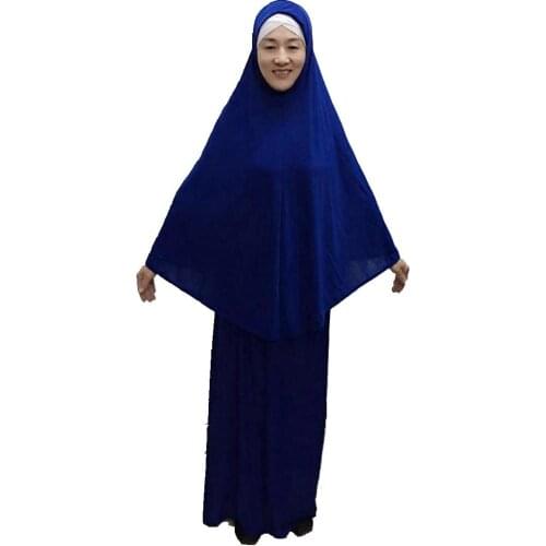 Women Garment Prayer Clothes Set Khimar Muslim Hijab Abaya Long Dress Arab Scarf Islamic Ramadan Overhead Worpship Service