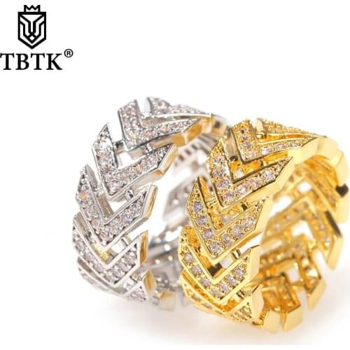 TBTK Hiphop 9mm Luxury Iced Out Full Zircon Ring Jewelry Men Women Gold Color Cz Rapper Ring Dropshipping