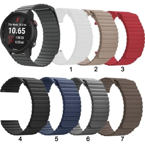 20mm 22mm Leather Loop Magnetic Band Strap For Garmin Forerunner 645 645M 245 245M for Garmin Venu Sq Replacement strap