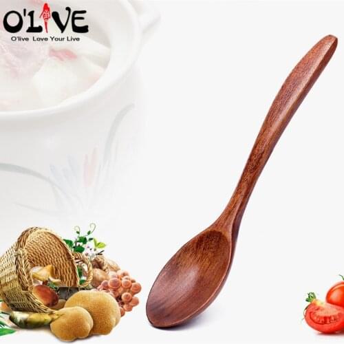 3 Pcs Wooden Spoons 14 CM Coffee Honey Tea Soup Spoon Ice Cream Dessert Tablespoon Kitchen Accessories Japanese Style