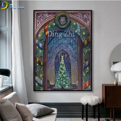 Abstract Christmas Tree Church Square Round Stones 3D DIY Diamond Painting Kit Harry Icon Diamond Embroidery Mosaic Cross Stitch