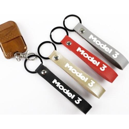 Car accessories keychain leather metal key ring for TESLA model 3 model3 car key decoration chain