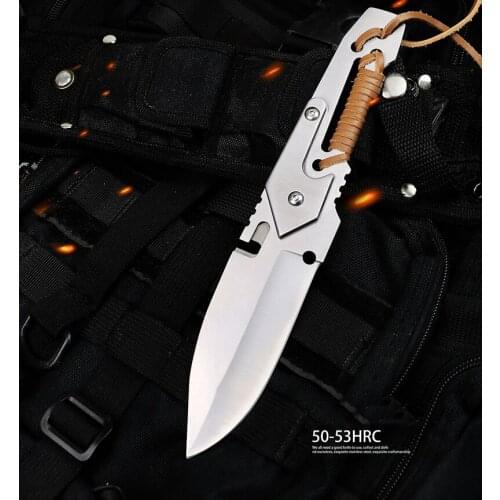Free shipping Multi function knife hand forging high hardness stainless steel straight outdoor camping self defense EDC tool