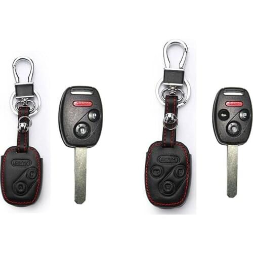 Key Case For Car Leather 2 Buttons Car Key Cover For Honda Civic Cr-v Fit Odyssey Pilot Ridgeline Key Cover