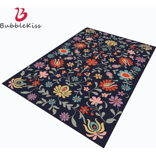 Bubble Kiss Retro Style Flower Pattern Design Carpets for Bedroom Home Customized Non-Slip Area Rugs for Kids Room Bedside Mat
