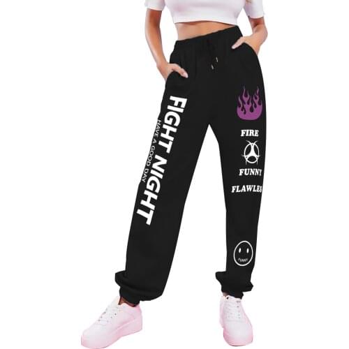 Women Harajuku Joggers Pants Creative Letter High Waist Cotton Women Warm Sweatpants Loose Gothic Trousers Vintage Streetwear