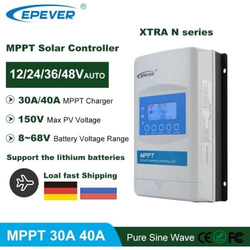 EPever XTRA Series MPPT 30A 40A Solar Charger Controller LCD Reguelator 12V 24V 36V 48V Auto Max PV Voltage 150V 3415AN 4215AN