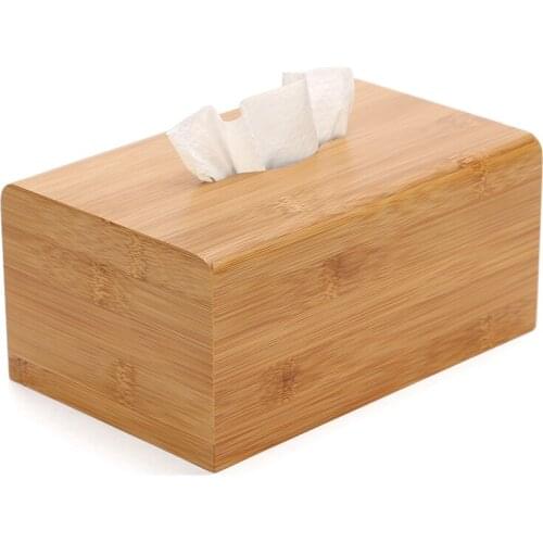 Europe Style Bamboo Tissue Box Creative Home Table Decor Eco-Friendly Removable Tissue Container