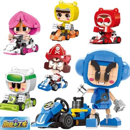 Crazyracing KartRider Anime Figure Building Block Model Kart Team Bricks Mini Blocks Montessori Construction Toys For Boys Gift