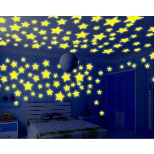 50/70/100 PC children fluorescent kids bedroom glow in the dark stars shine wall stickers stars luminous shine colors