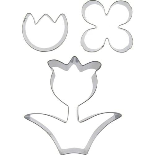 Tulip, Clover, rose shaped 3 piece biscuit cutting molds, baking tools, cake decorating soft candy tools