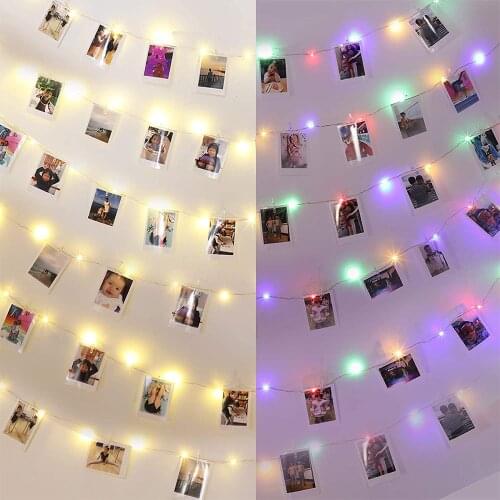 10M Photo Clip Festoon Led String Fairy Lights Battery Operated Garland New Years Party Christmas Decorations for Home Room