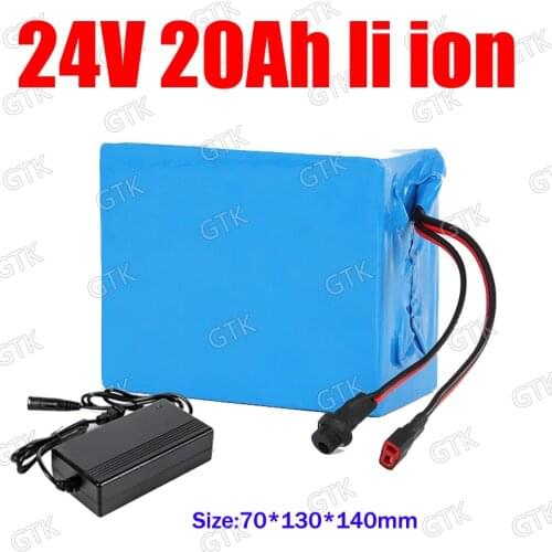 GTK 24v 20Ah lithium battery li-ion 20ah BMS 7S for electric bike 250w 350w 500w wheelchair scooter equipment +3A charger