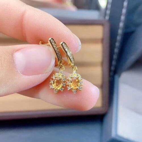 Top Sale 100% Real Natural Sapphire Earring 925 Sterling Silver