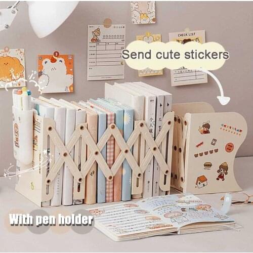 W&G Macaron Retractable Metal Bookends for Shelves Nordic Style Book Holder Stand Kawaii Cute Book Shelf Organizer Stationery