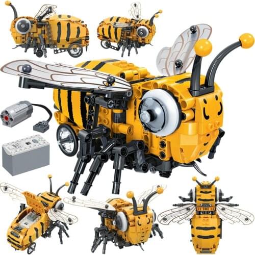 Creator Simulated Electric Bee Fly Building Blocks Technical DIY MOC Insect Model Bricks Toys Christmas Gift for Children