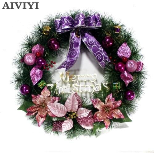 Foreign trade excellent products New Year Christmas Wreath With Bow Handcrafted Elegant Holiday Wreath For The Front Door Christ
