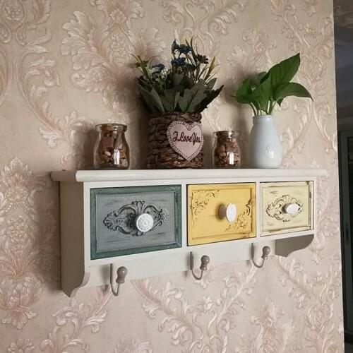 Wall-mounted Storage Box Vintage White Drawer Wall Hanging Entrance Storage Cabinet Personality Accessories Decor