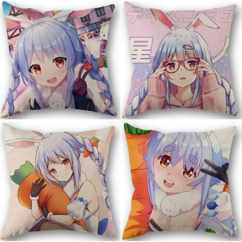 Usada Pekora Pillowcase Cotton Linen Fabric Square Zippered Pillow Cover For Home Wedding Decoration 45X45cm Not Fade 1210