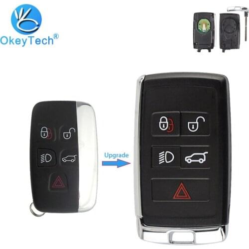 OkeyTech for Range Rover Discovery Freelander 2 LR2 Sport Evoque Smart Car Key 433MHz PCF7953 Chip 5 Buttons With Insert Blade