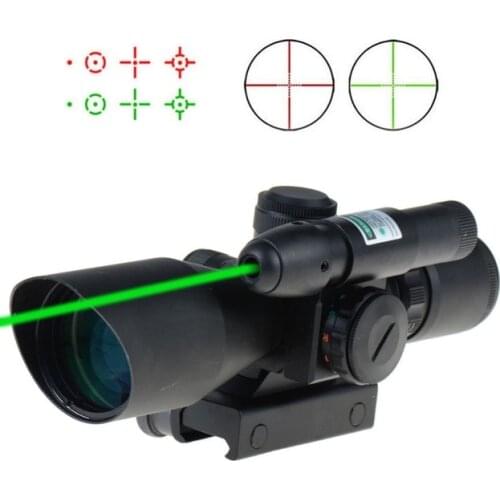 2.5-10x40 Rifle Scope Laser Green Sight Reflex Red & Green Dual illuminated Mil-dot Sight Tactical Compact Laser Riflescope