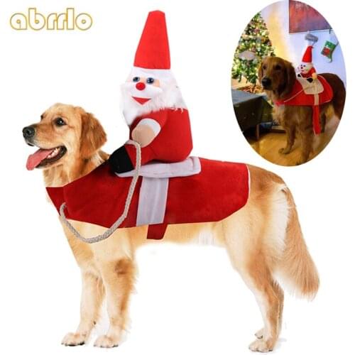 Christmas Santa Dog Costume for Small Large Dogs Cat Clothes Chihuahua Riding Dressing Up Dachshund Pet Xmas Apparel