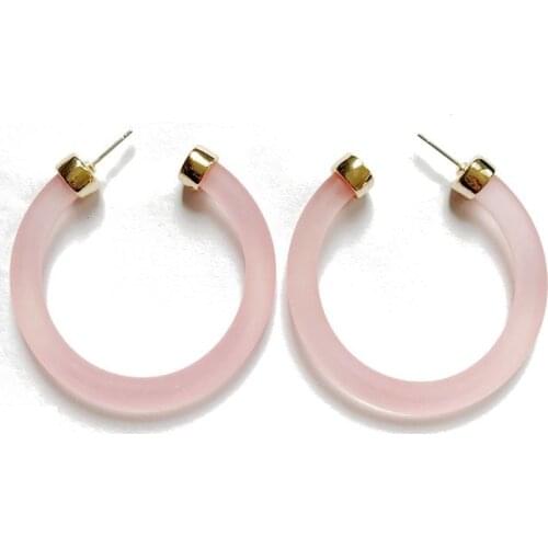 Pink Resin C Shaped Sweet Resin Stud Earring