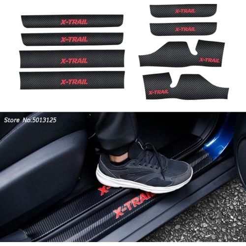 Exterior Interior Carbon Fiber Door Pedal Bumper 3D Scratch Protector Threshold For Nissan X-Trail Xtrail T32 2018 2019 2020