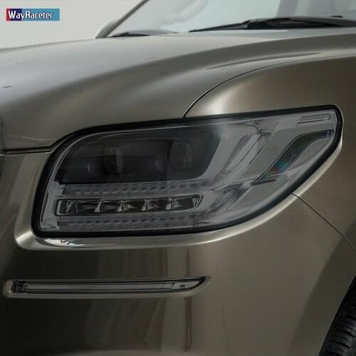 2 Pcs Car Headlight Protective Film Restoration Transparent Black TPU Sticker For Lincoln Navigator 2018-Present Accessories