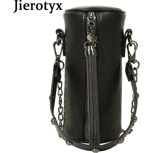 JIEROTYX Small Capacity Mini Fashion Crossbody Bag Women Exquisite Designer Rivet Chain Strap Shoulder Bag Bucket Crossbody Bag