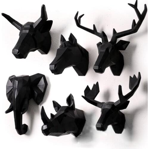 ANIMALS WALL DECOR 3D DEER HEAD HIRSCHKOPF ART SALOON LIVING ROOM OFFICE KIDS ROOM WHITE AND BLACK CONTRACTED BACKGROUND