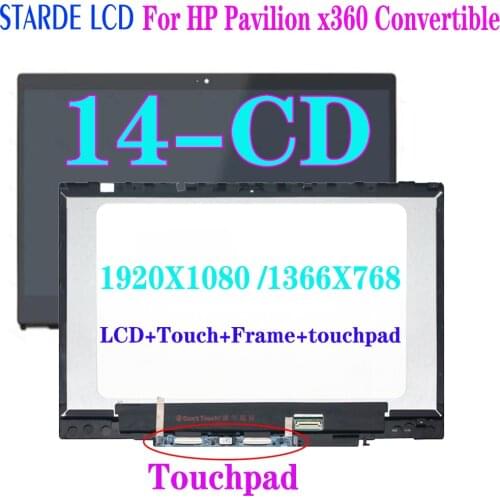 14.0" for HP x360 14 cd 14-cd 14-cd0068 14-cd0069tu 14M-CD 14M-CD0001DX LCD Display Touch Screen Assembly Frame+Touchpad