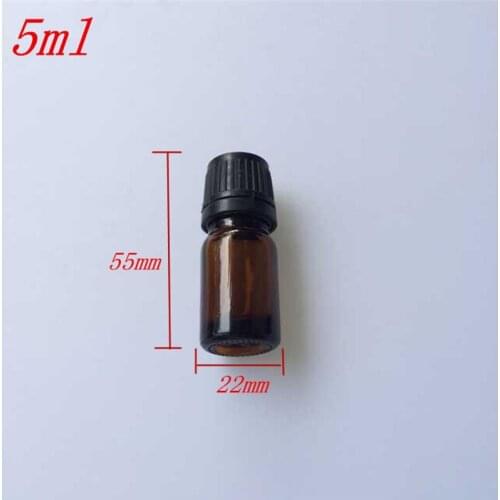 10 pcs 22x55 mm Brown Glass Essential Oil Bottles DIY 5 ml Empty Black Plastic Safety Screw Cap Little Perfume Jars