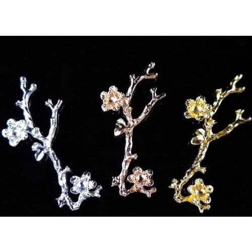 2019New 100Pcs Bride ancient alloy branch flower button for style DIY jewelry hairpin accessoriess HZ494