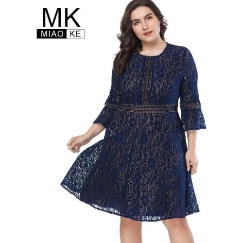 2020 Summer womens Plus Size Lace Midi dress fashion Ladies sexy party dresses