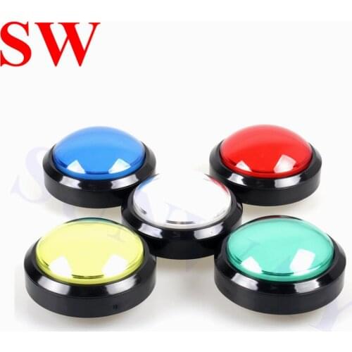 5PCS Arcade Game Screw in Style 12V LED 100MM Dome Shape Round Illuminated Push Button with Microswitch for NAME JAMMA Mulitcade