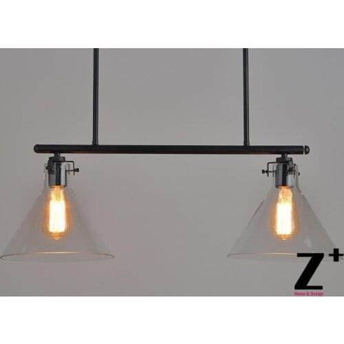 American Style Vintage Pendant Light Two heads Edison Bulbs glass lampshade Lamp iron made free shipping
