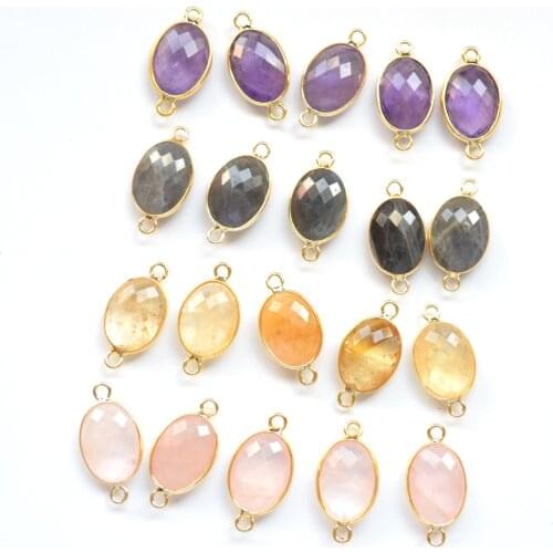 Amethysts labradorite pink crystal agates facted Water drop shape connector pendants