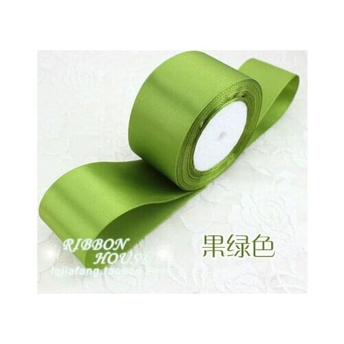 25 yards/roll) 2'' 50mm Fruit Green Silk Satin Ribbon Wedding Party Decoration Gift Wrapping Christmas Sewing Fabric Hand DIY